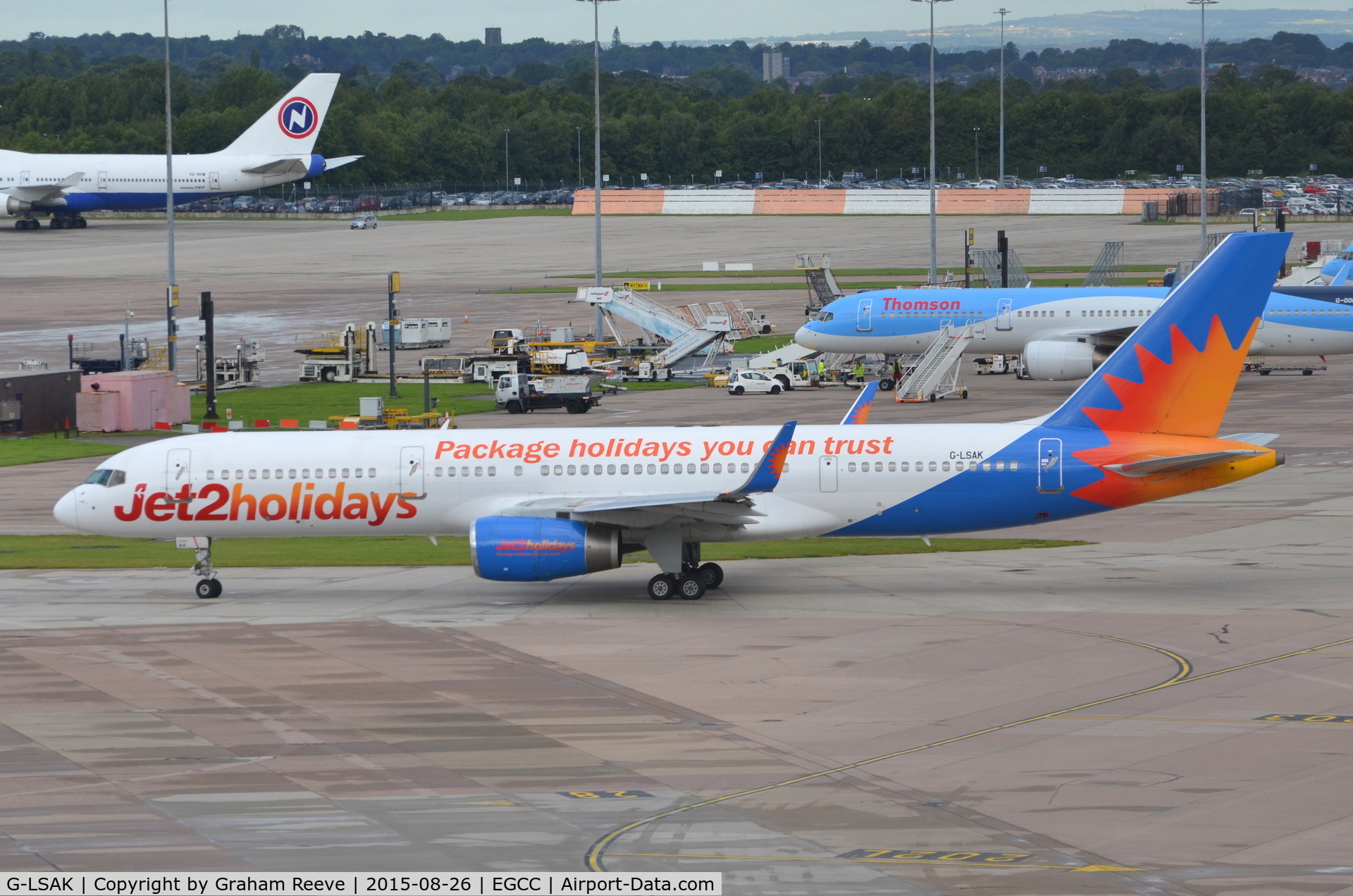 G-LSAK, 1996 Boeing 757-23N C/N 27973, Departing from Manchester.