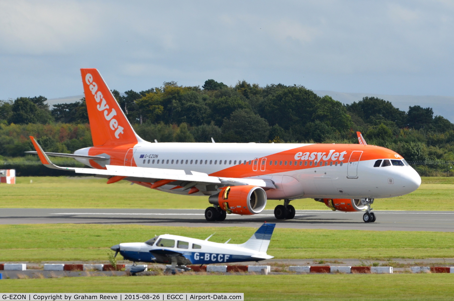 G-EZON, 2015 Airbus A320-214 C/N 6605, Just landed at Manchester.