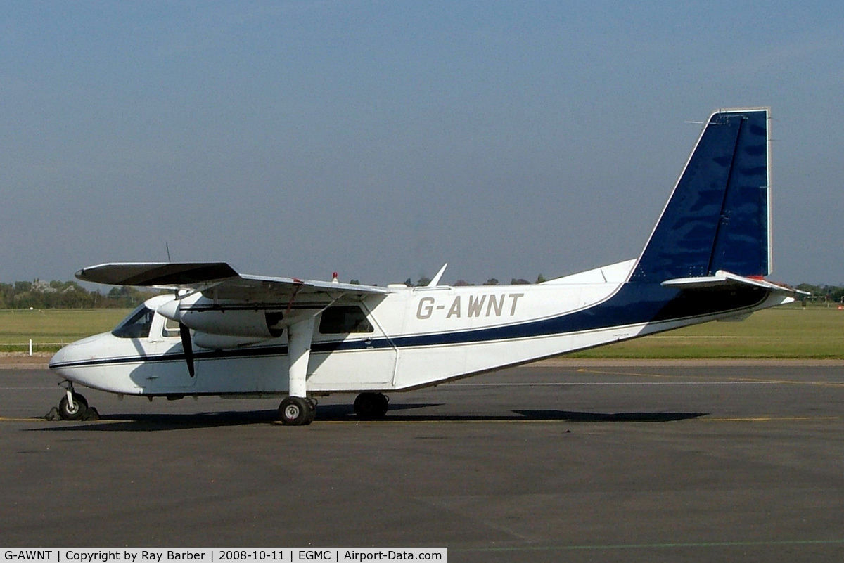 G-AWNT, 1968 Britten-Norman BN-2A Islander C/N 32, Britten-Norman BN-2A Islander [0032] (Precision Terrain Surveys Ltd) Southend~G 11/10/2008