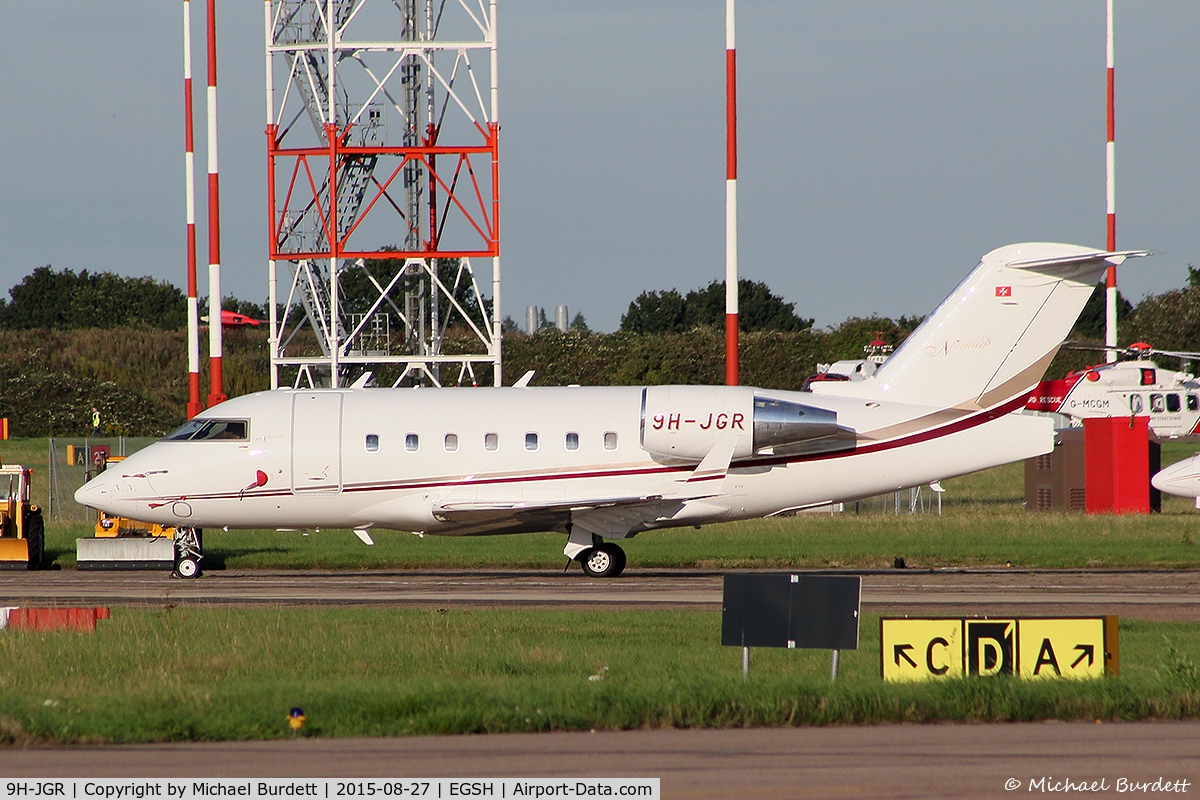 9H-JGR, 2005 Bombardier Challenger 604 (CL-600-2B16) C/N 5624, Parked at Norwich