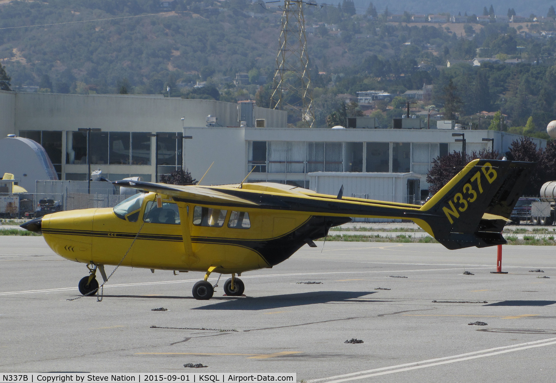 N337B, 1967 Cessna T337C Turbo Super Skymaster C/N 337-0775, Colorful Cessna T337C from Laughlin, NV @ San Carlos Airport, CA