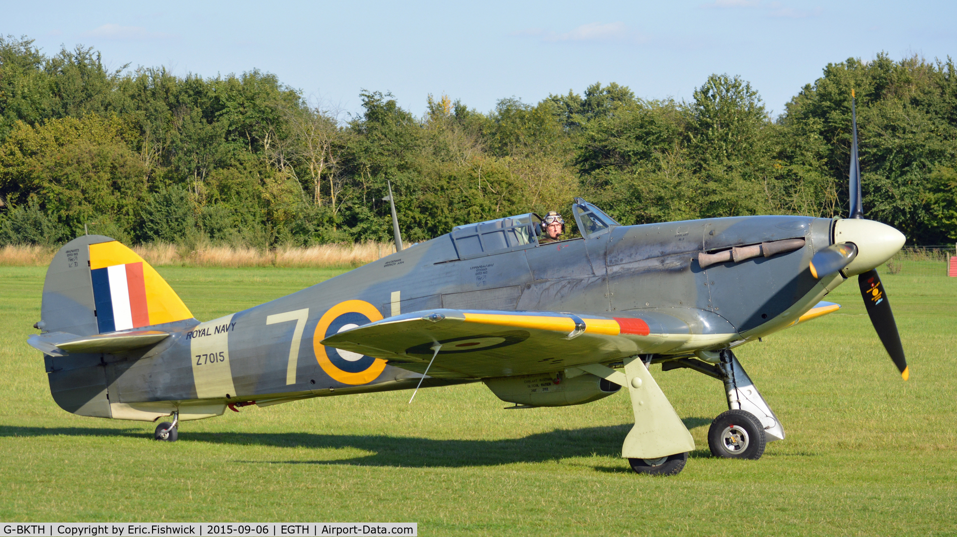 G-BKTH, 1939 Hawker (CCF) Sea Hurricane Mk1B C/N CCF/41H/4013, 3. G-BKTH prior to display at The Shuttleworth Pagent Airshow, Sept. 2015.