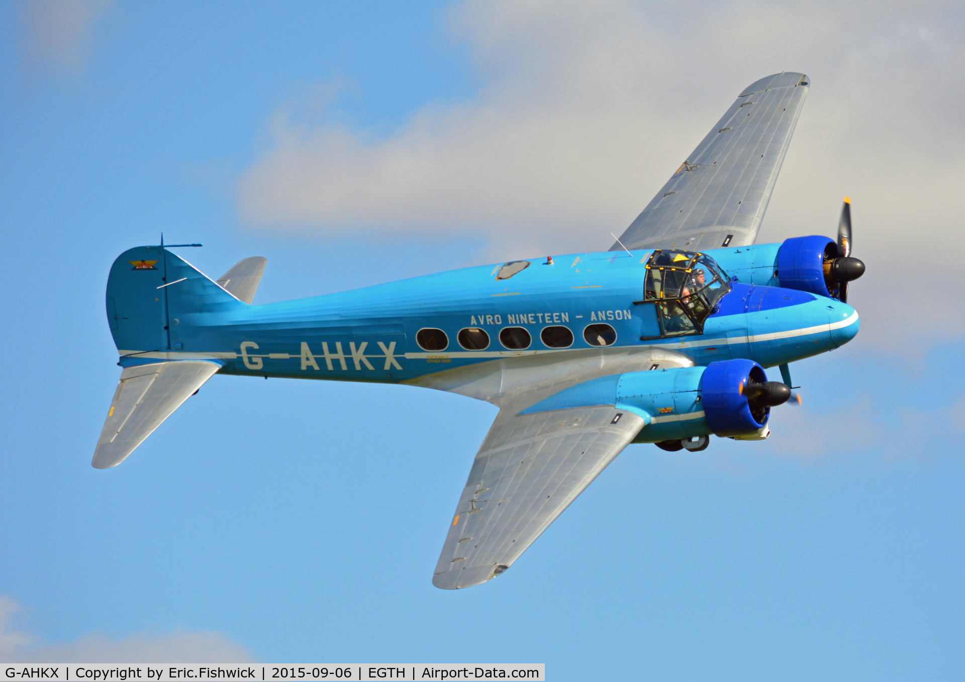 G-AHKX, 1946 Avro 652A Anson C.19 Series 2 C/N 1333, 42. G-AHKX in display mode at The Shuttleworth Pagent Airshow, Sep. 2015.