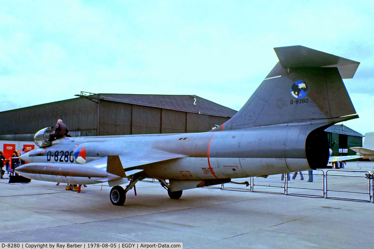 D-8280, Lockheed F-104G Starfighter C/N 683-8280, Lockheed F-104G Starfighter [683-8280] (Royal Netherlands Air Force) RNAS Yeovilton~G 05/08/1978. From a slide.