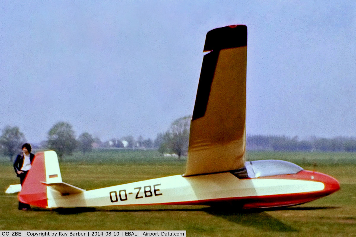 OO-ZBE, 1958 Schleicher Ka-7 Rhonadler C/N 447, Schleicher Ka.7 Rhonadler [447] Aalst~OO 13/05/1979. From a slide.