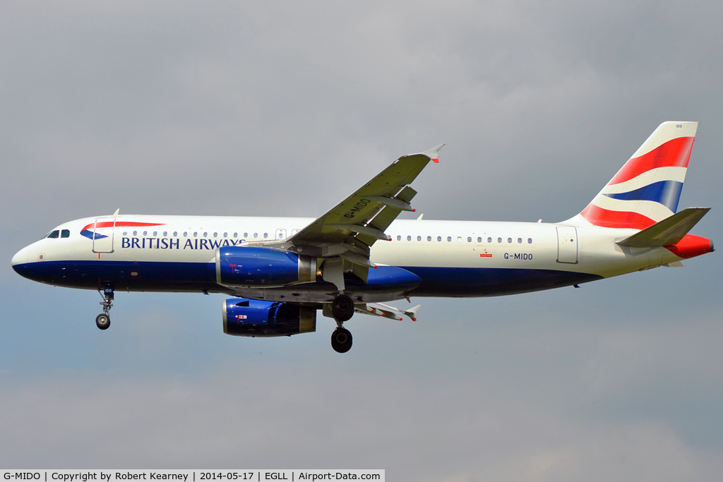 G-MIDO, 2002 Airbus A320-232 C/N 1987, On short finals at LHR