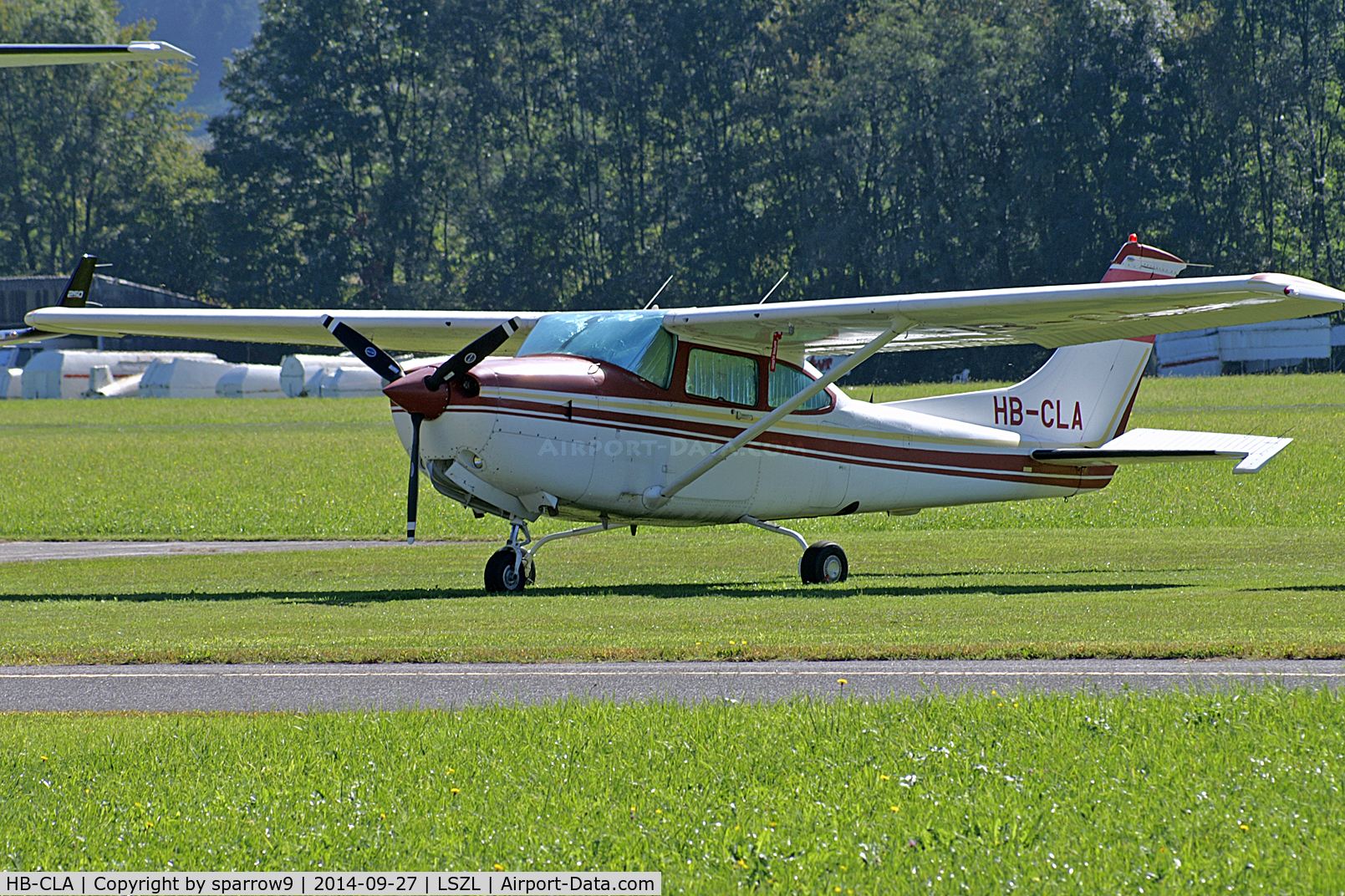 HB-CLA, 1981 Cessna R182 Skylane RG C/N R18201701, parked in the grass