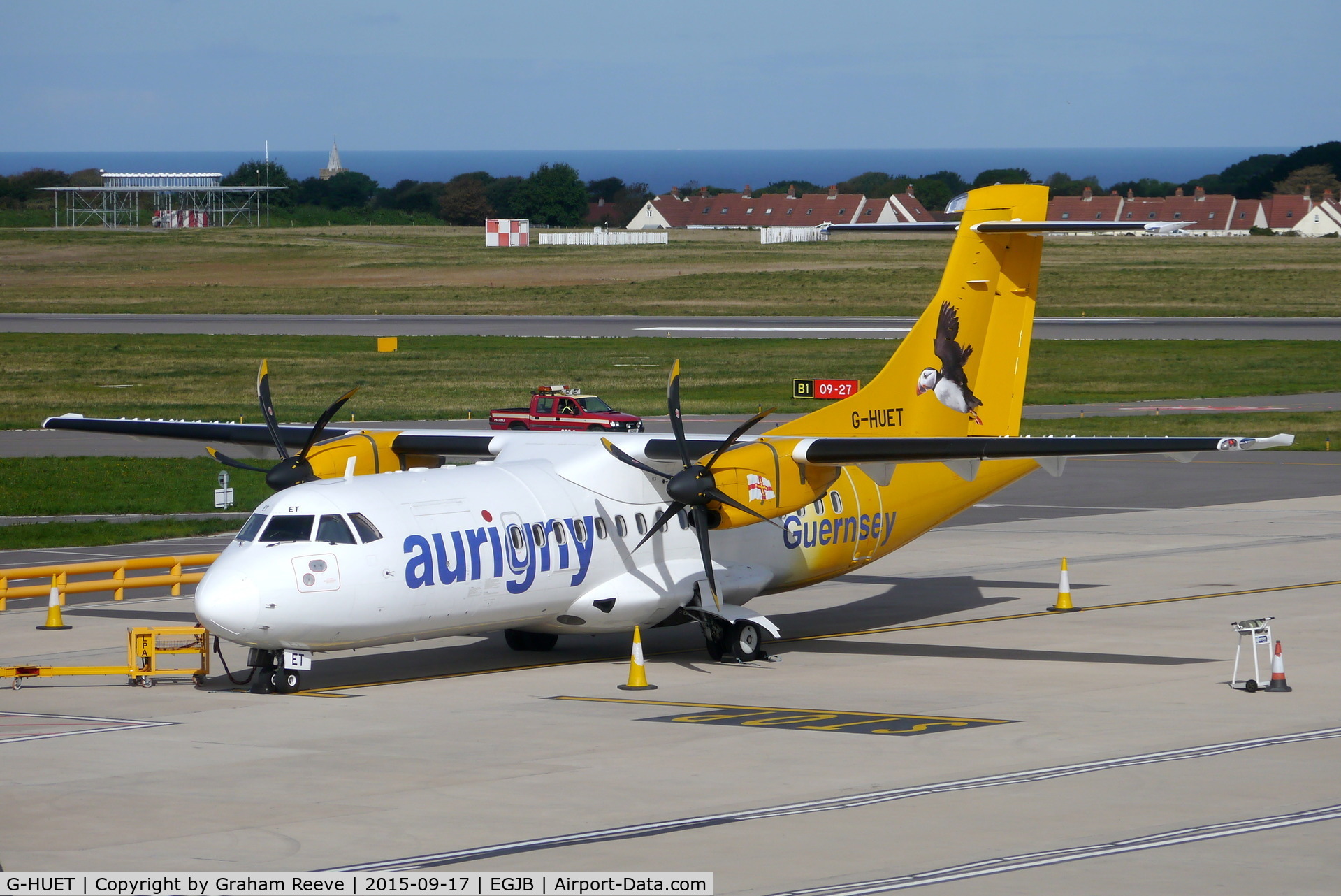 G-HUET, 1999 ATR 42-500 C/N 584, Parked at Guernsey.