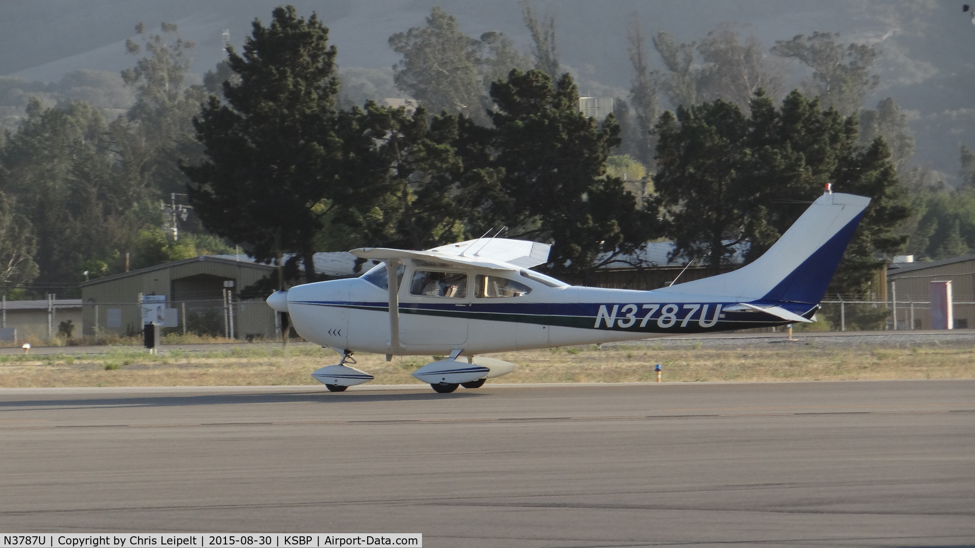 N3787U, 1963 Cessna 182G Skylane C/N 18255187, Locally-based 1963 Cessna 182G taxing out for departure at San Luis Obispo Airport, San Luis Obispo, CA.