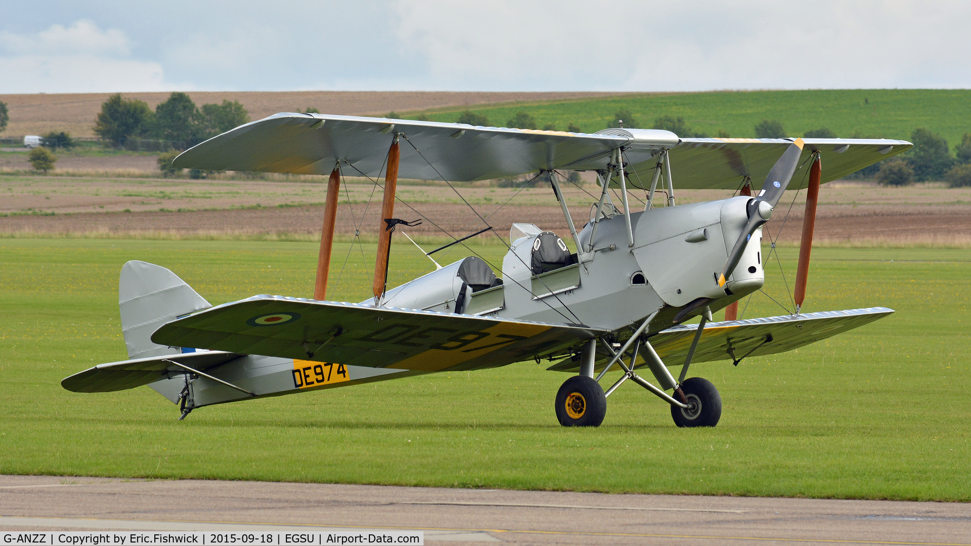 G-ANZZ, 1944 De Havilland DH-82A Tiger Moth II C/N 85834, 3. G-ANZZ - 'The Bishop' on the eve of The Battle of Britain (75th.) Anniversary Air Show, Sept. 2015.