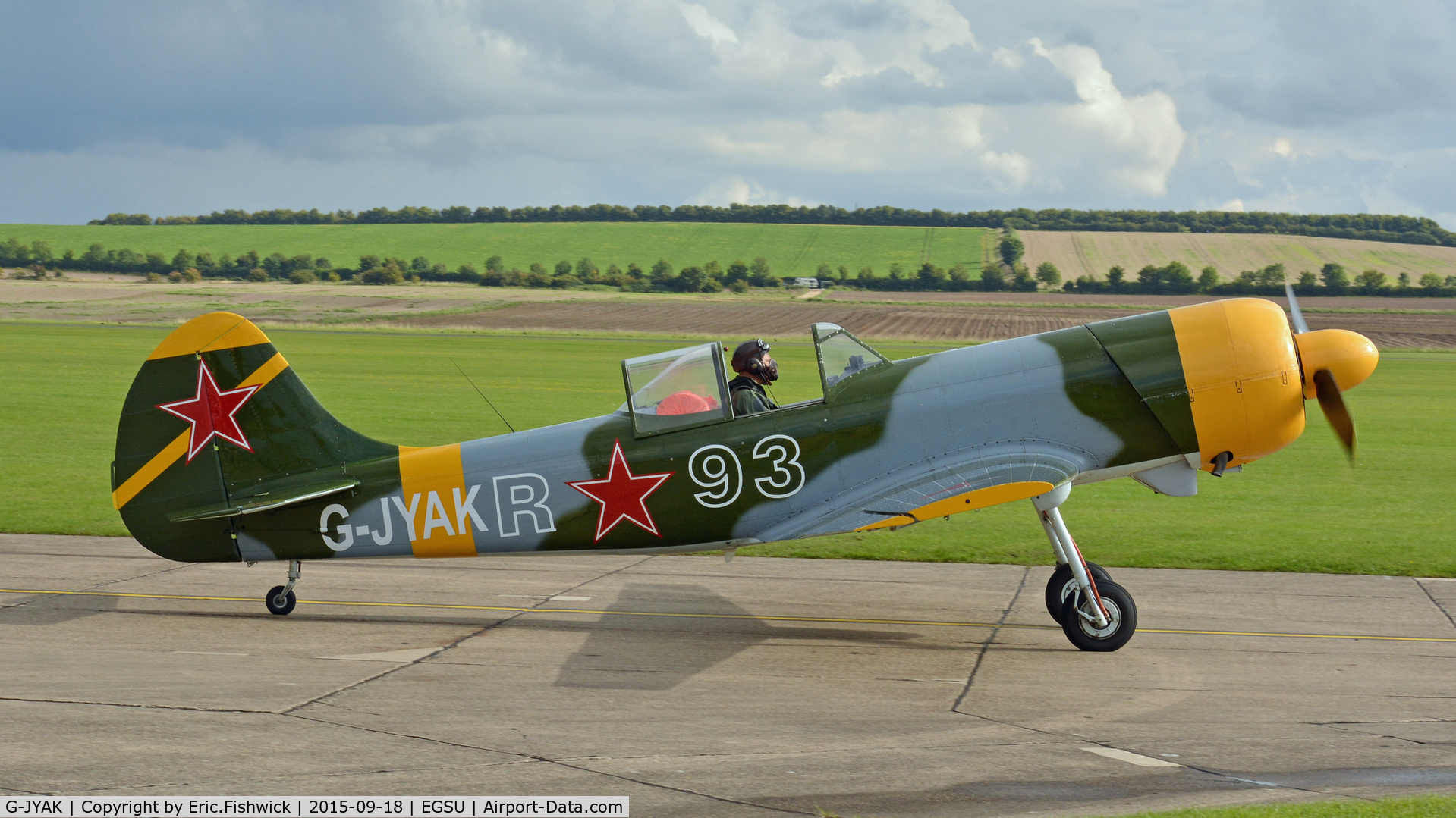 G-JYAK, 1985 Yakovlev Yak-50 C/N 853001, x. G-JYAK on the eve of The Battle of Britain (75th.) Anniversary Air Show, Sept. 2015.