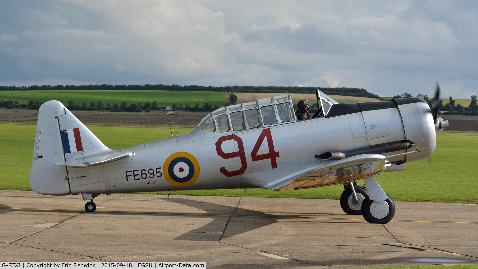 G-BTXI, 1942 Noorduyn AT-16 Harvard IIB C/N 14-429, 2. G-BTXI on the eve of The Battle of Britain (75th.) Anniversary Air Show, Sept. 2015.
