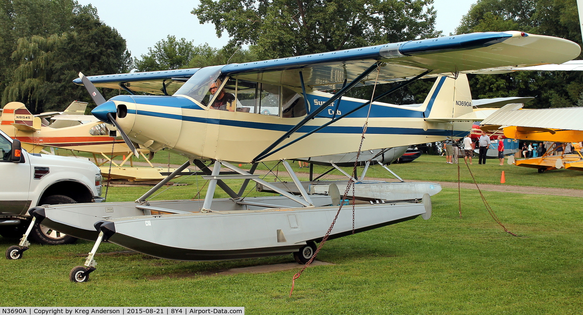 N3690A, Piper PA-18A-150 Super Cub C/N 18-3038, Hog Roast for AOPA Minneapolis Fly-in at Surfside Seaplane Base