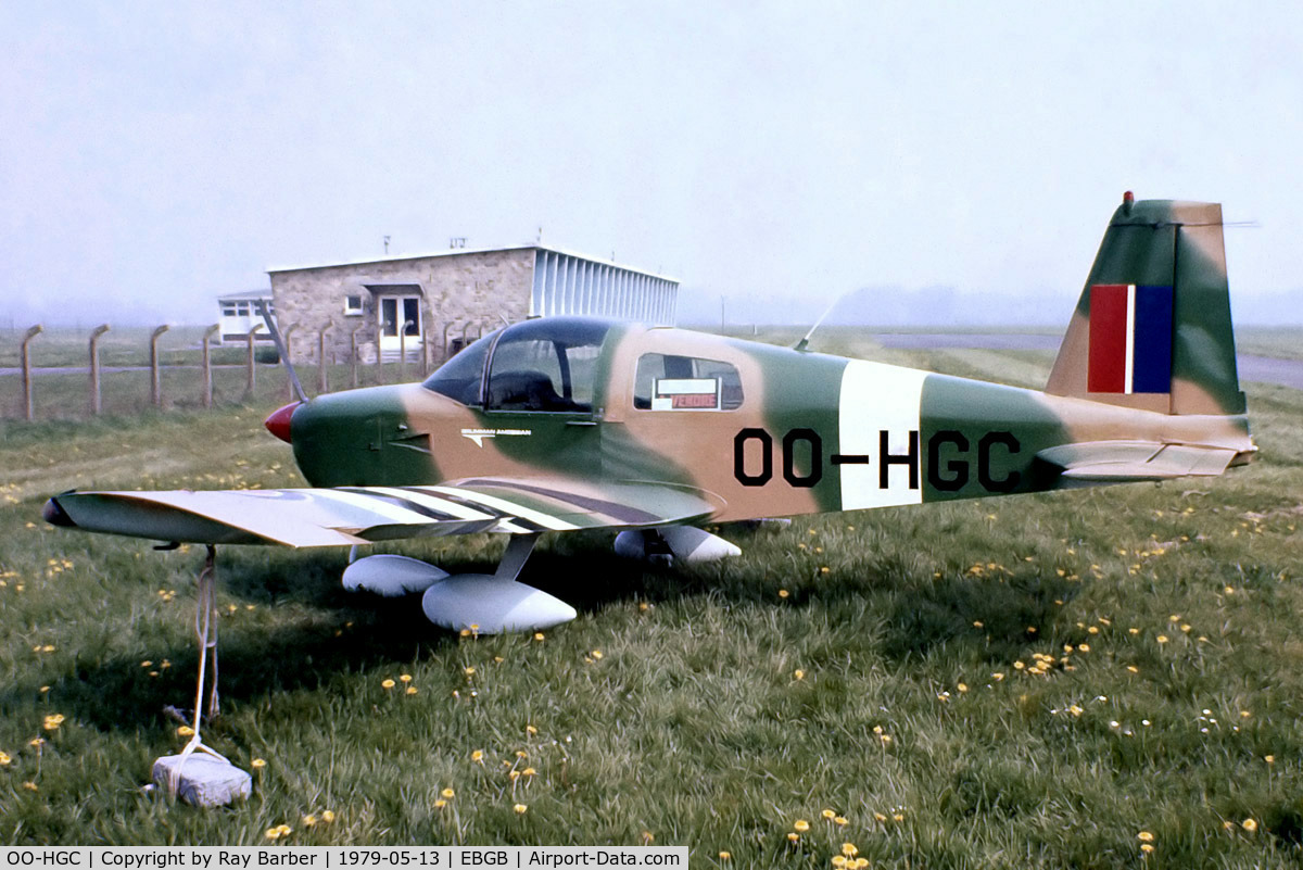 OO-HGC, 1978 Grumman American AA-1C Lynx C/N AA1C0141, Grumman American AA-1C Lynx [AA1C-0118] Grimbergen~OO 13/05/1979. From a slide.