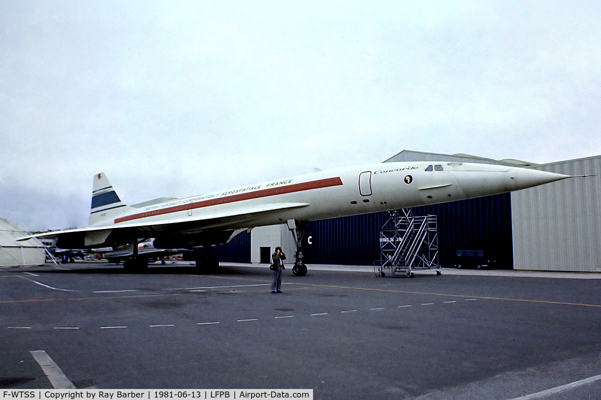 F-WTSS, 1968 Aerospatiale-BAC Concorde Prototype C/N 001, BAC/SUD Concorde [001] (Sud Aviation) Paris Le-Bourget~F 13/06/1981. From a slide.