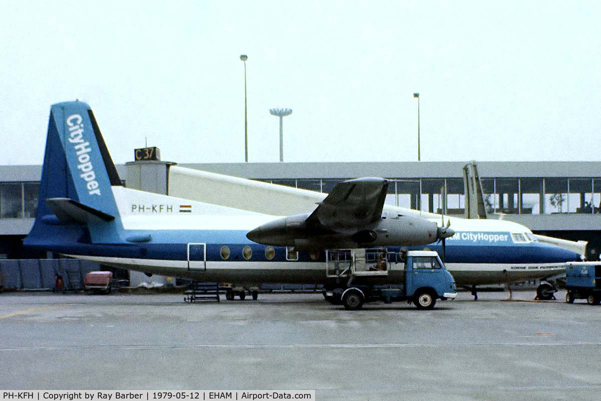 PH-KFH, 1964 Fokker F-27-200 Friendship C/N 10256, Fokker F.27-200 Friendship [10256] (KLM Cityhopper) Amsterdam-Schiphol~PH 12/05/1979. From a slide