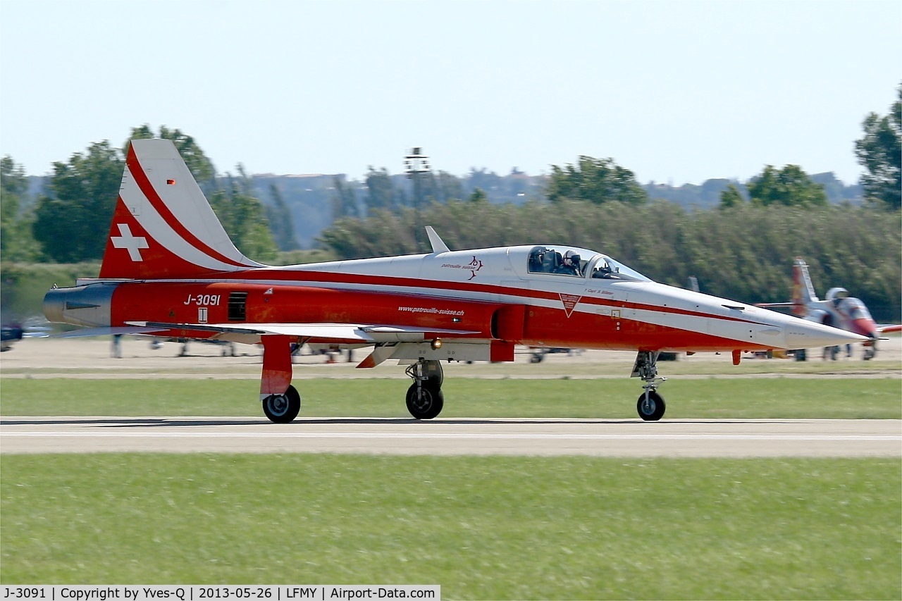 J-3091, Northrop F-5E Tiger II C/N L.1091, Swiss Air Force Northrop F-5E Tiger II, Landing rwy 34, Salon De Provence Air Base 701 (LFMY) Open day 2013