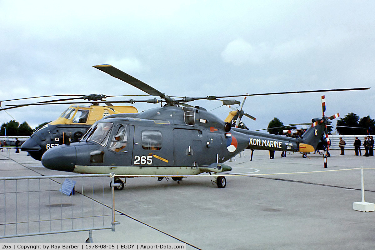 265, Westland SH-14D Lynx C/N 023, Westland Lynx SH-14D [023] (Netherlands Navy) RNAS Yeovilton~G 05/08/1978. From a slide.