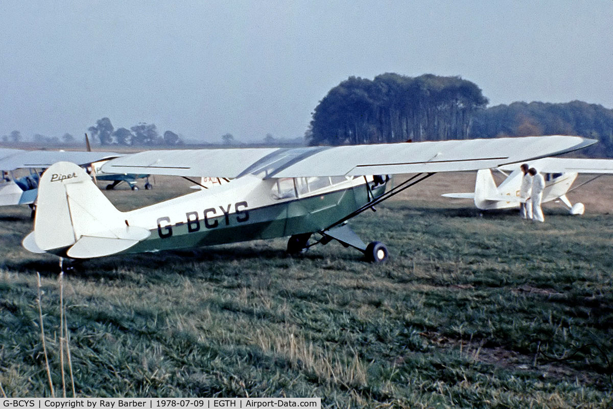 G-BCYS, 1944 Piper J3C-65 Cub Cub C/N 44-86094, Piper L-4H Grasshopper [11837] Old Warden~G 09/07/1978. From a slide.