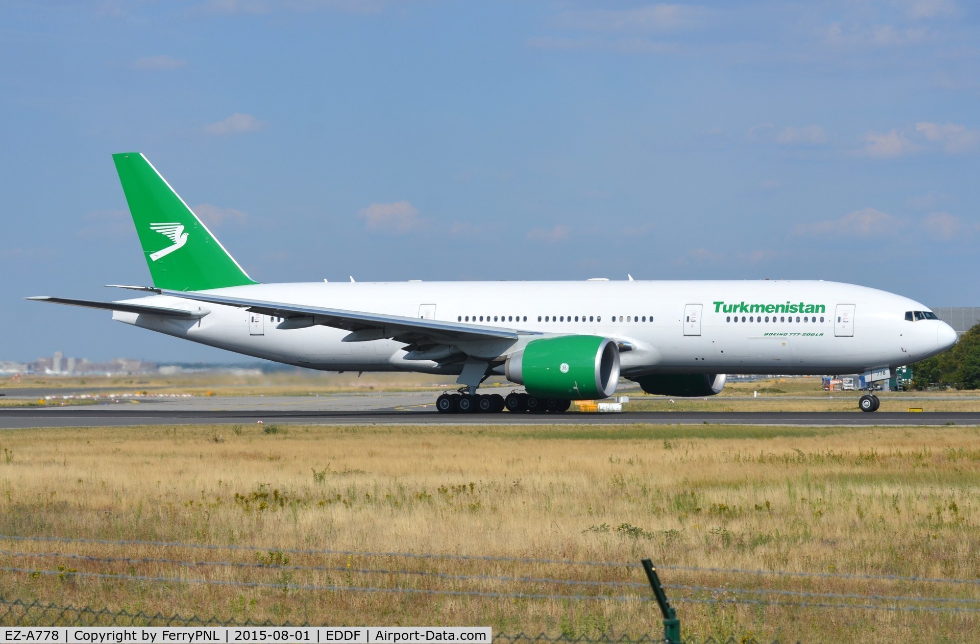EZ-A778, 2014 Boeing 777-22K/LR C/N 42296, Turkmenistan B772 taking-off from FRA