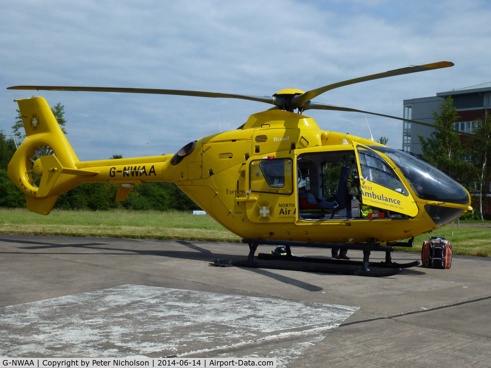 G-NWAA, 2005 Eurocopter EC-135T-2 C/N 0427, This North-West Air Ambulance Eurocopter EC-135T-2 visited the Cumberland Infirmary in June 2014.