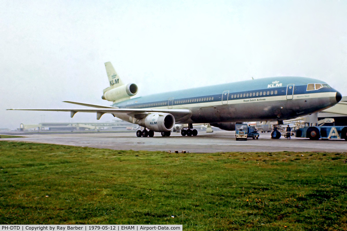 PH-DTD, 1973 Douglas DC-10-30 C/N 46553, McDonnell Douglas DC-10-30 [46553] (KLM-Royal Dutch Airlines) Amsterdam-Schiphol~PH 12/05/1979. From a slide.