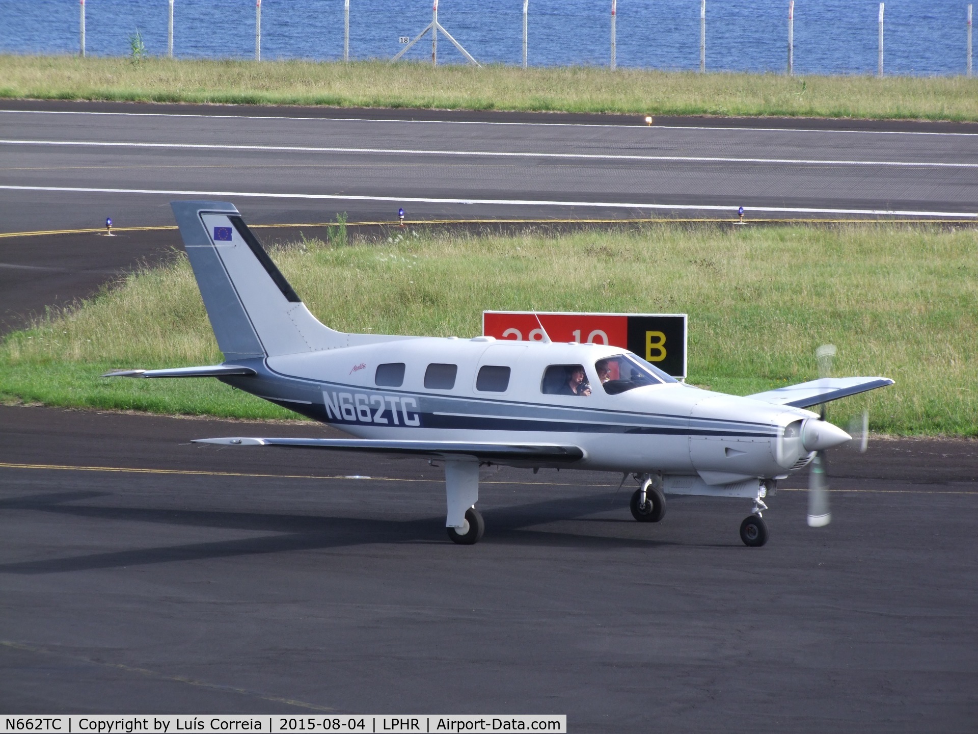N662TC, 1985 Piper PA-46-310P Malibu C/N 46-8508095, Landing at Horta, island of Faial, Azores, after crossing the Atlantic from St. Johns, Canada, a 1200NM leg. Captain Karl-Heinz Zahorsky