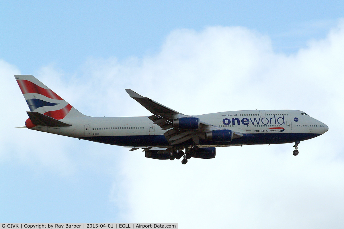 G-CIVK, 1997 Boeing 747-436 C/N 25818, Boeing 747-436 [25818] (British Airways) Home~G 01/04/2015. On approach 27L.