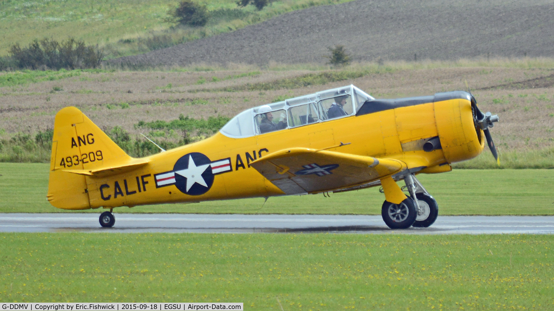 G-DDMV, 1952 North American T-6G Texan C/N 168-313, 2. G-DDMV on the eve of The Battle of Britain (75th.) Anniversary Air Show, Sept. 2015.