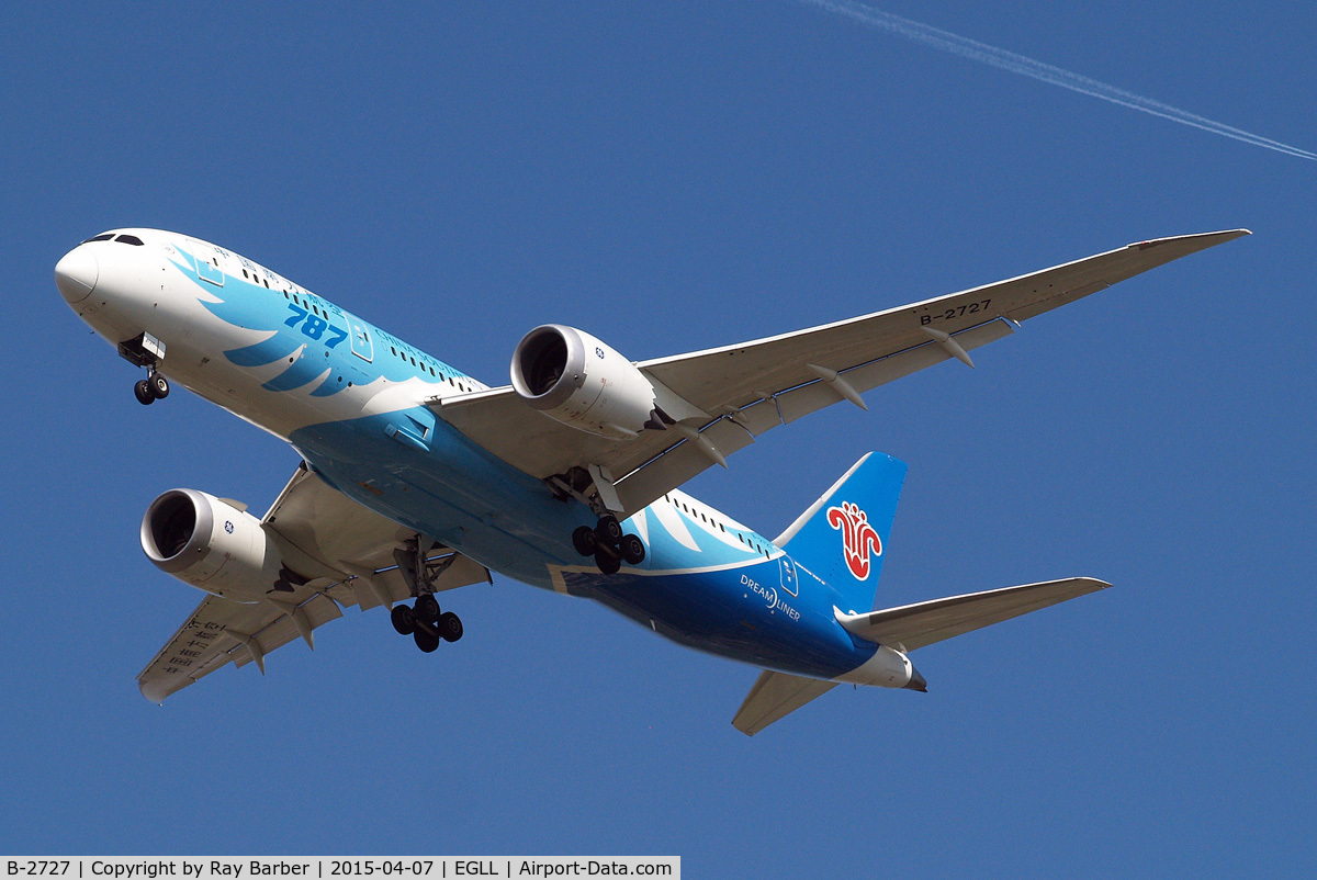 B-2727, 2012 Boeing 787-8 Dreamliner C/N 34925, Boeing 787-8 Dreamliner [34925] (China Southern Airlines) Home~G 07/04/2015. On approach 27R.