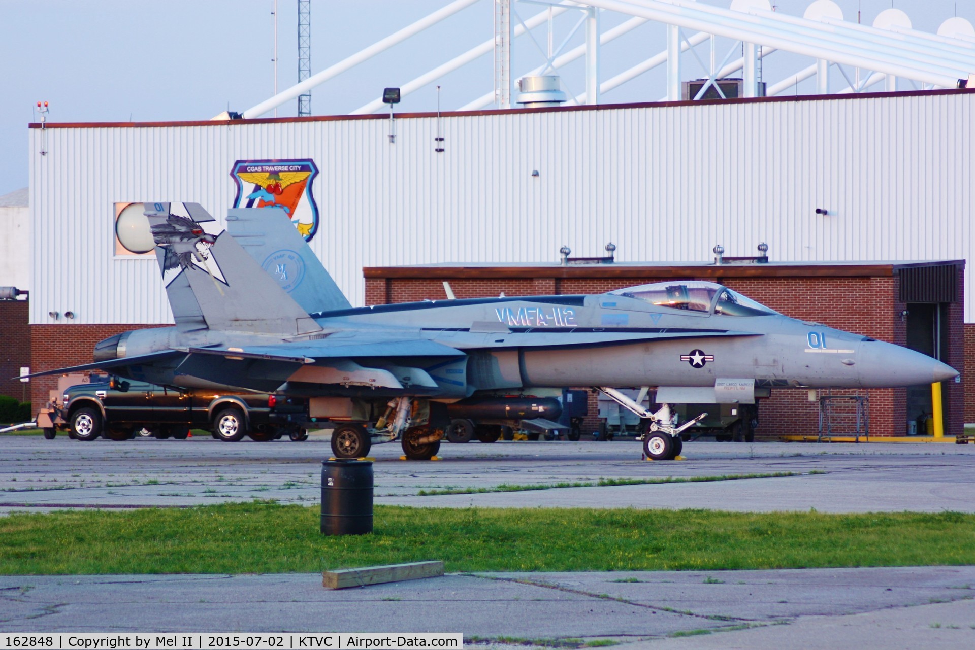 162848, McDonnell Douglas F/A-18A++ Hornet C/N 374/A313, Parked at USCG Air Station Traverse City.