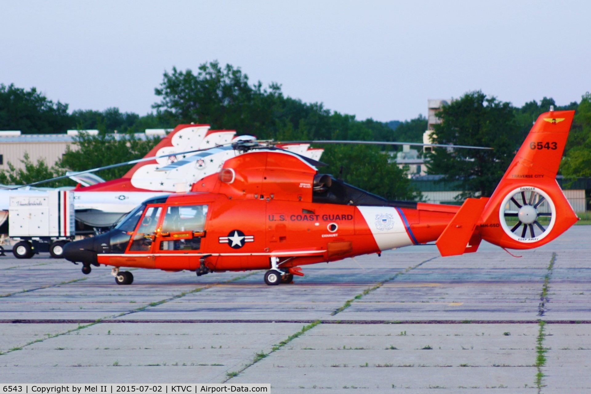 6543, Aérospatiale HH-65A Dolphin C/N 6025, Parked at USCG Air Station Traverse City.