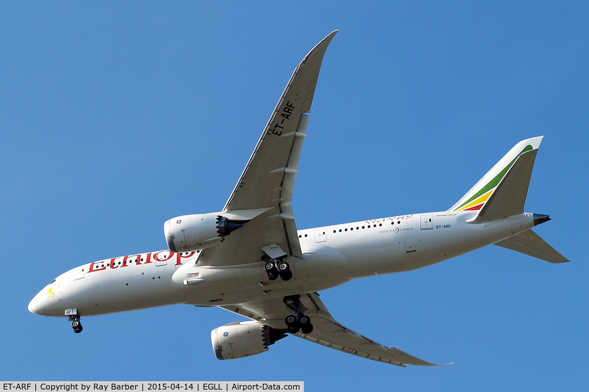 ET-ARF, 2014 Boeing 787-8 Dreamliner Dreamliner C/N 34752, Boeing 787-8 Dreamliner [34752] (Ethiopian Airlines) Home~G 14/04/2015. On approach 27R.