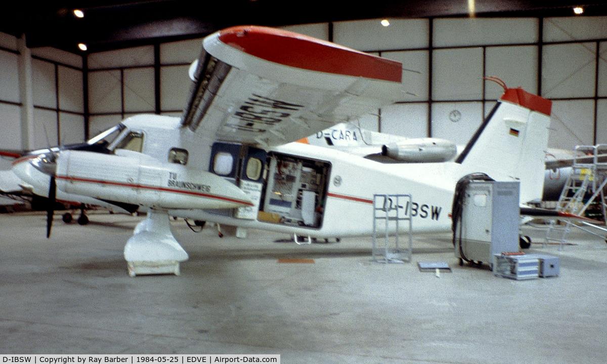 D-IBSW, Dornier Do-28D-1 Skyservant C/N 4033, Dornier Do-28D-1 Skyservant [4033] Braunschweig~D 25/05/1984. From a slide.