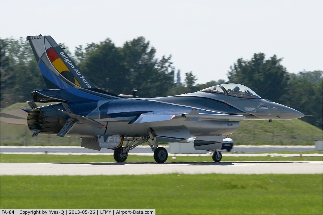 FA-84, 1980 SABCA F-16AM Fighting Falcon C/N 6H-84, Belgium Air Force General Dynamics SABCA F-16AM  Fighting Falcon , Landing rwy 34, Salon de Provence Air Base 701 (LFMY) Open day 2013