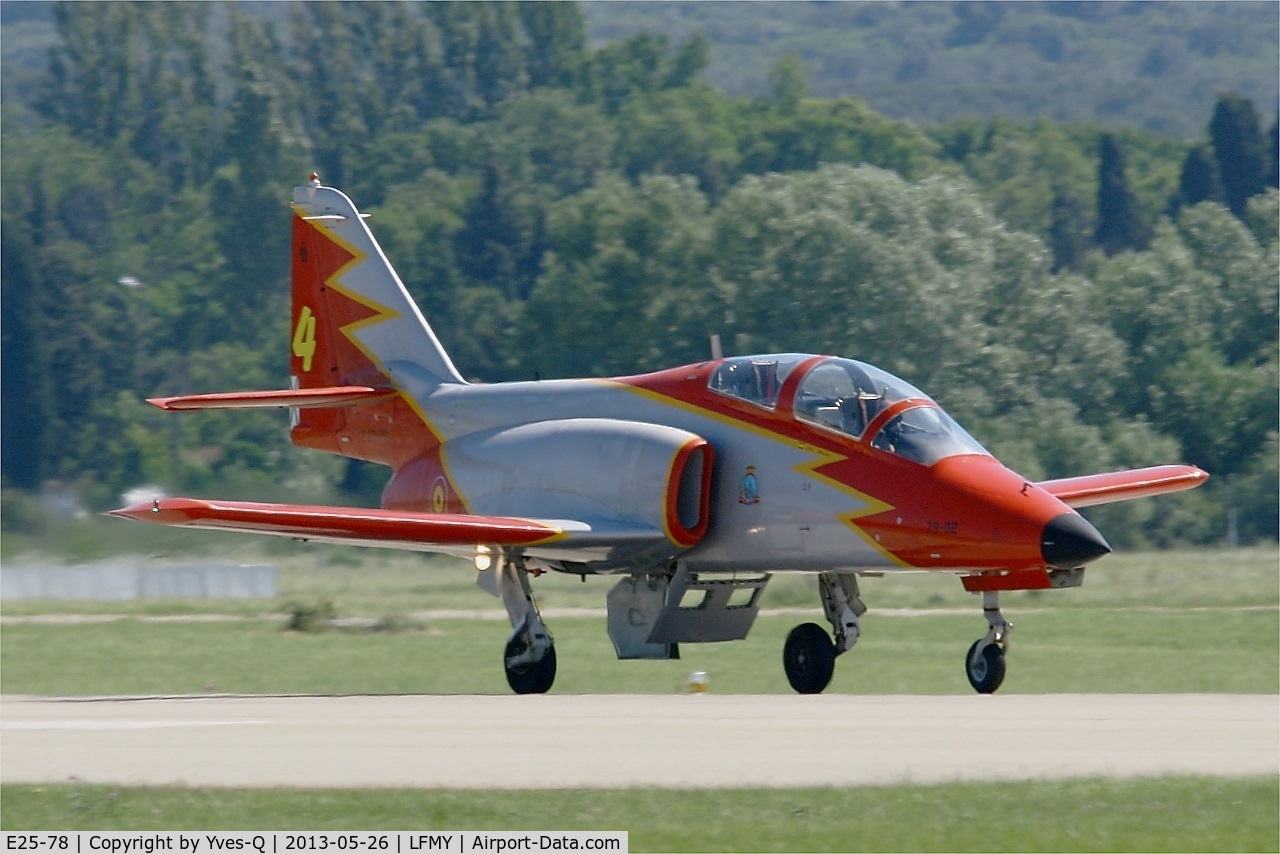 E25-78, CASA C-101EB Aviojet C/N EB01-78-086, Spanish Air Force Casa C-101EB Aviojet, Landing rwy 34, Salon De Provence Air Base 701 (LFMY) Open day 2013