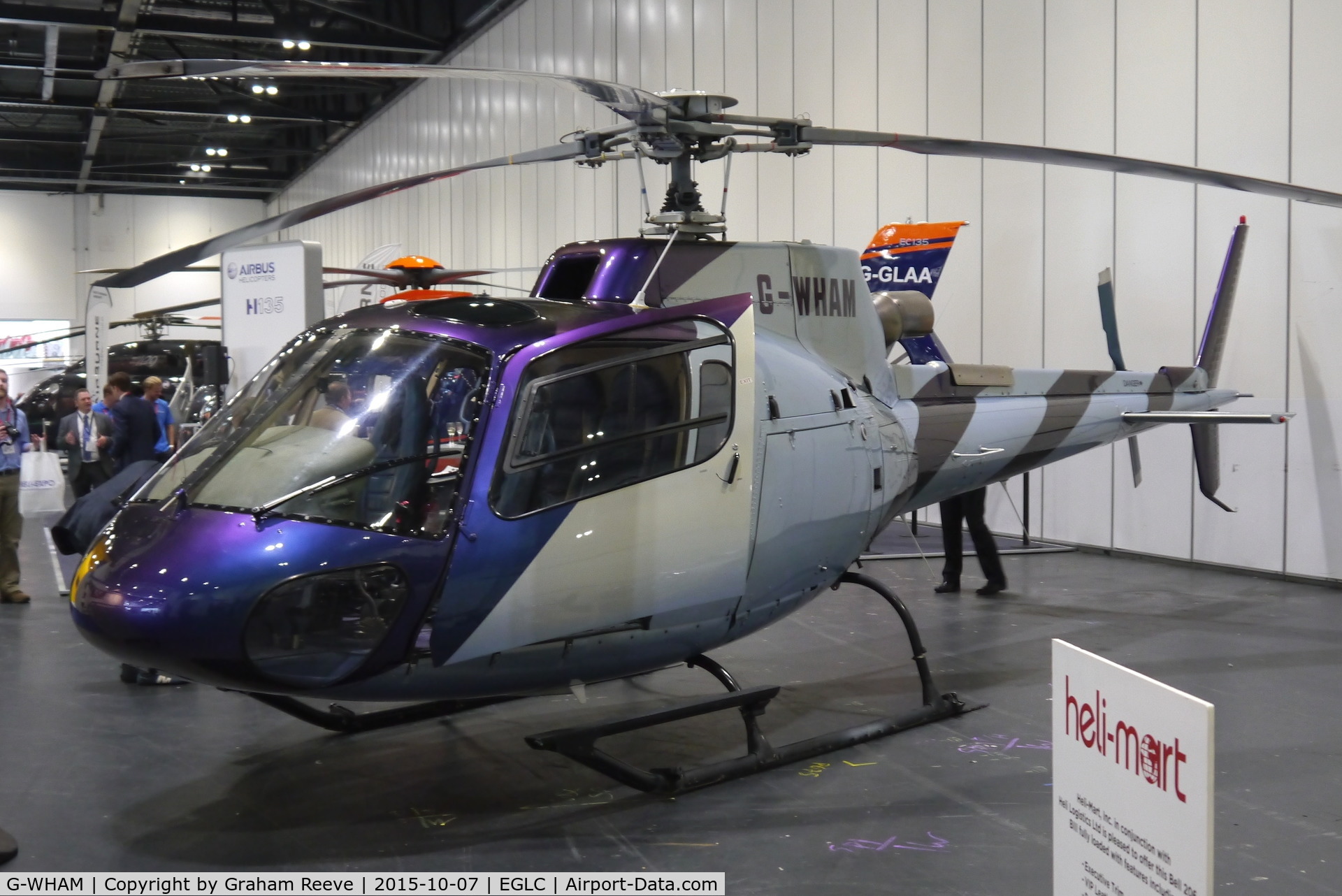 G-WHAM, 2001 Eurocopter AS-350B-3 Ecureuil Ecureuil C/N 3494, On display at Helitech 2015, Excel, London.
