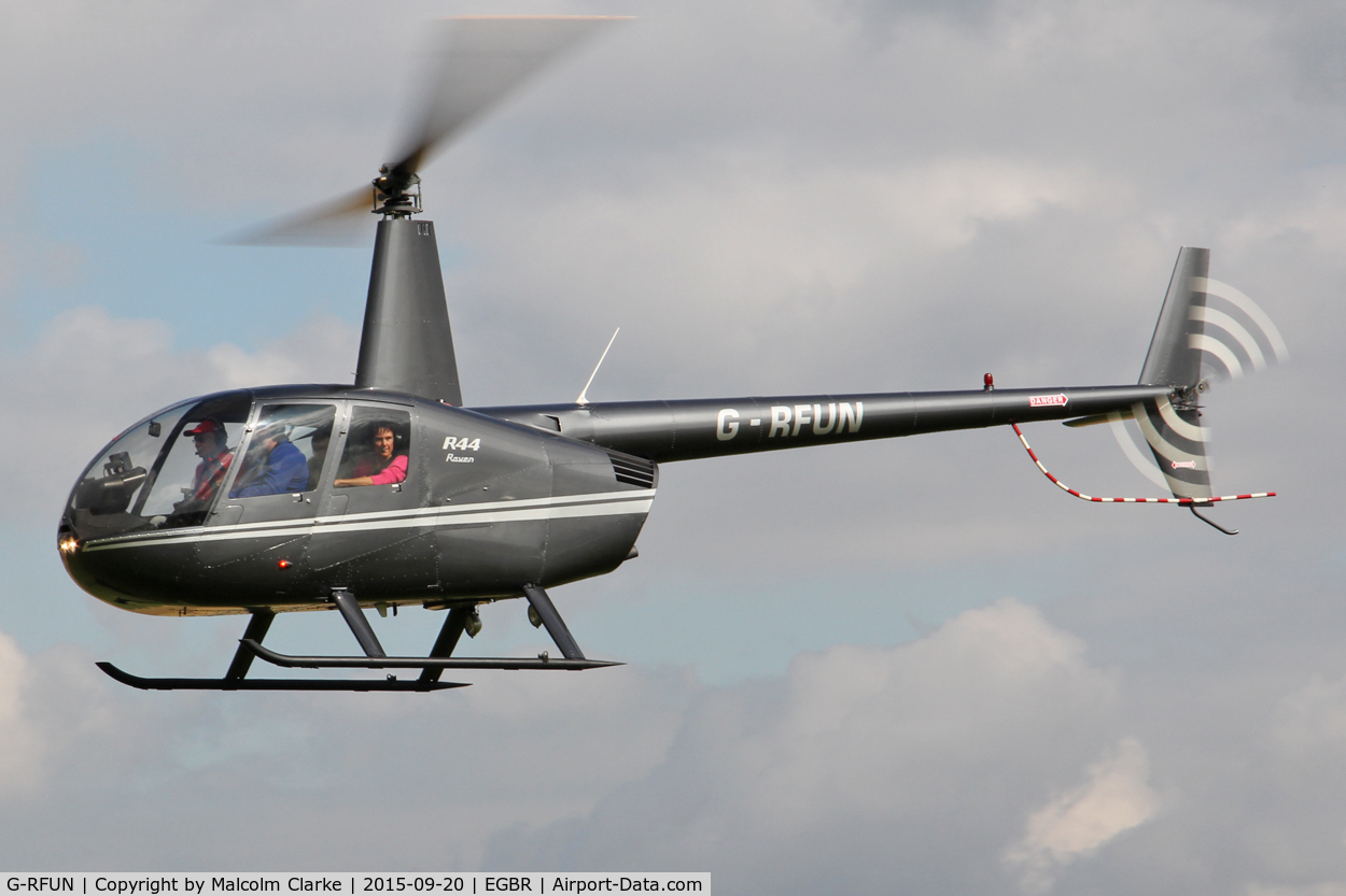 G-RFUN, 2002 Robinson R44 Raven C/N 1239, Robinson R-44 Raven at The Real Aeroplane Club's Helicopter Fly-In, Breighton Airfield, September 20th 2015.