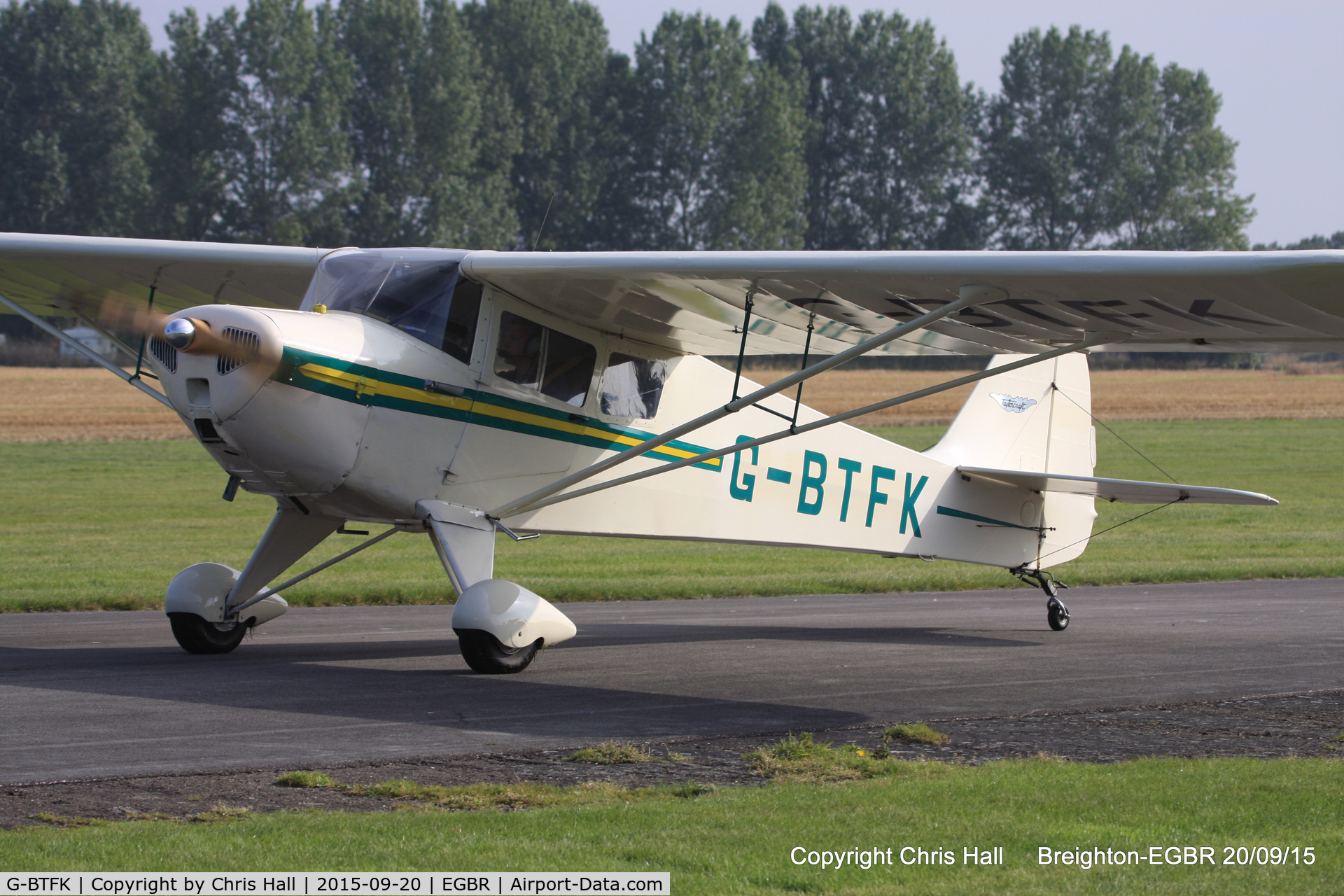 G-BTFK, 1947 Taylorcraft BC-12D Twosome C/N 10540, at Breighton's Heli Fly-in, 2015