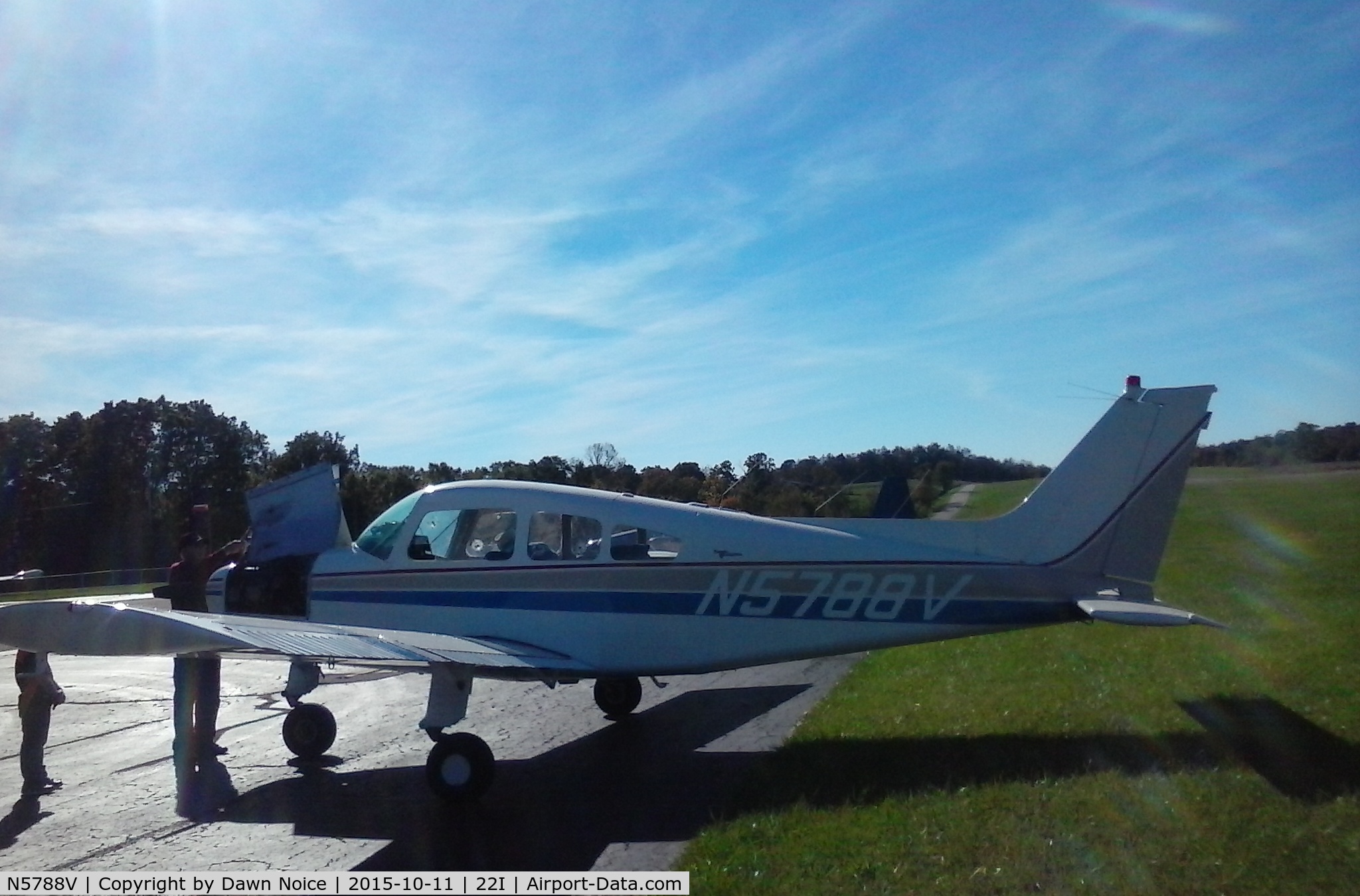 N5788V, 1966 Beech A23A C/N M-968, Ready for flight at the Vinton County Leaf Peep. (Ohio, October 2015)
