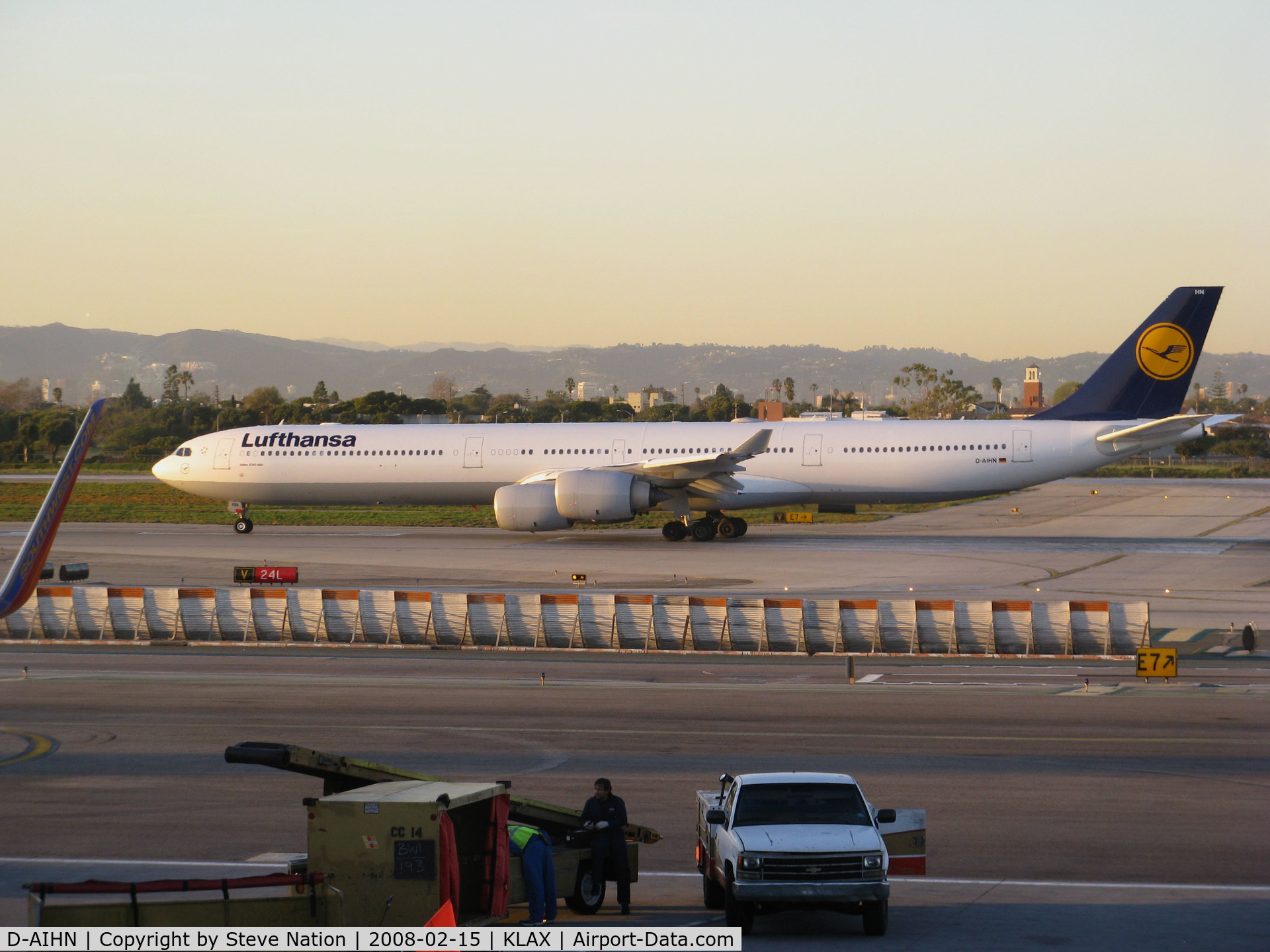 D-AIHN, 2006 Airbus A340-642 C/N 763, Lufthansa 2006 Airbus 340-642 lined up for takeoff @ Los Angeles International Airport, CA