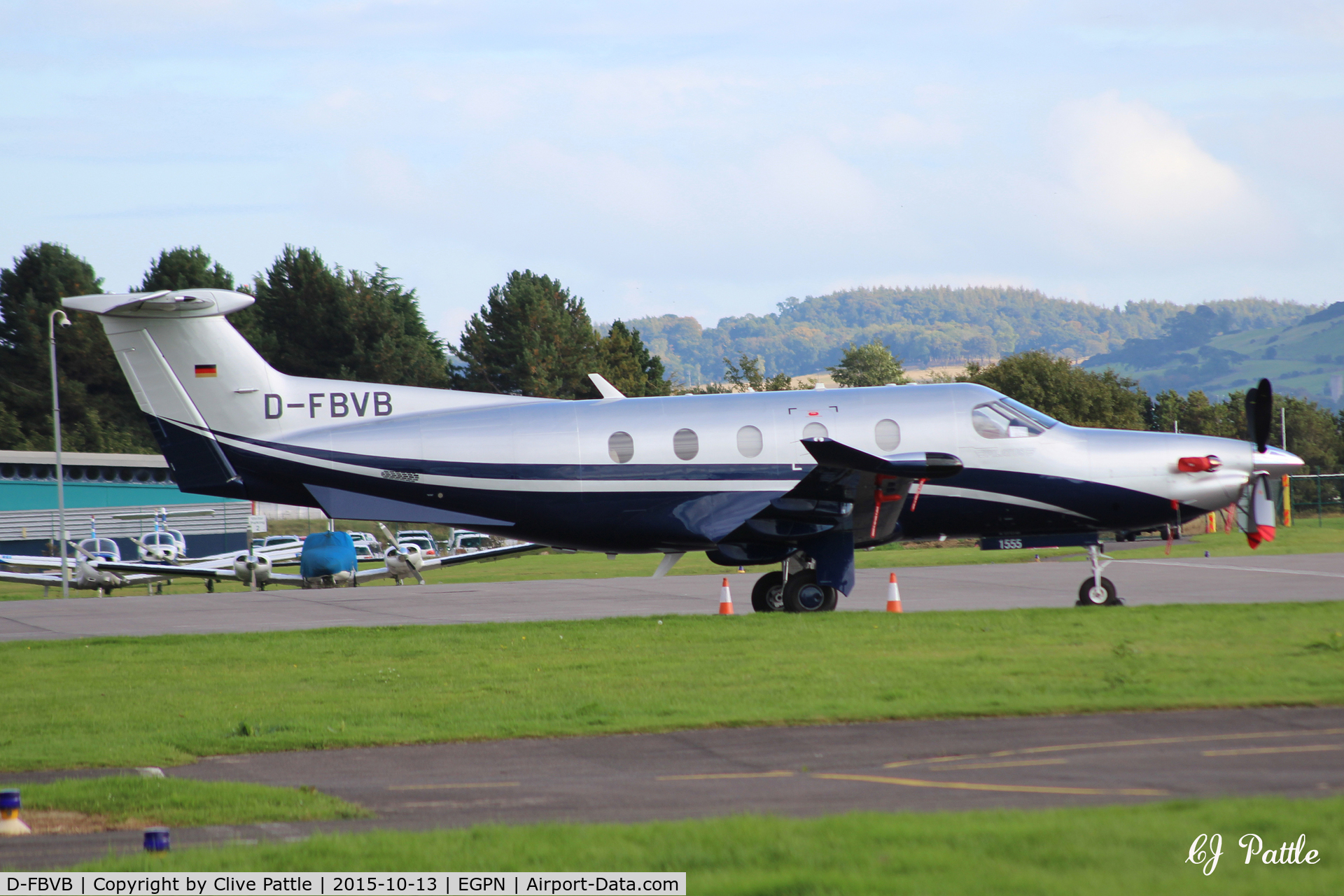 D-FBVB, 2015 Pilatus PC-12/47E C/N 1555, On the apron at Dundee Riverside EGPN