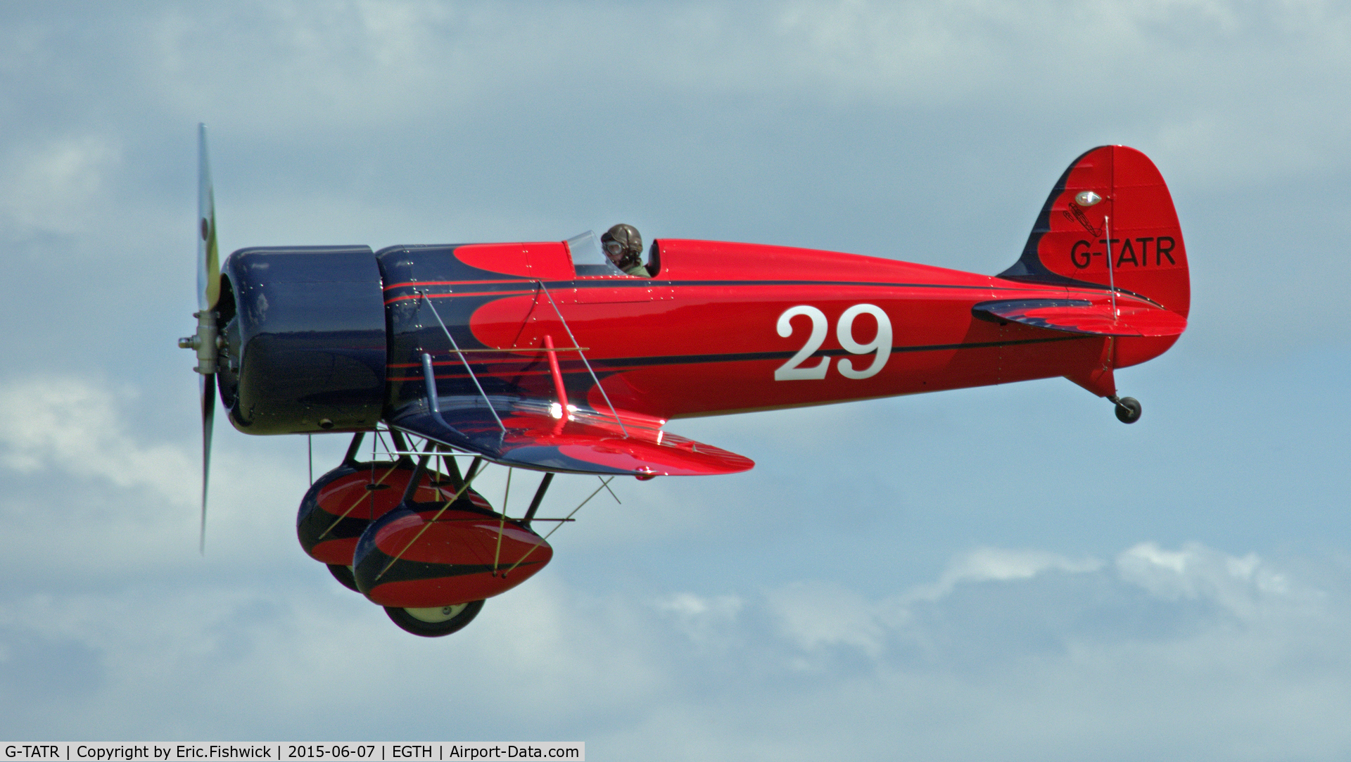 G-TATR, 2012 Travel Air Type R Racer Replica C/N LAA 362-14892, 41. G-TATR in display mode at The Shuttleworth Flying Day and LAA Party in the Park, June 2015.
