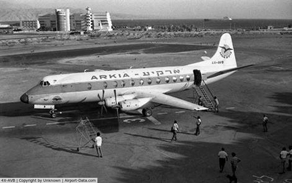 4X-AVB, 1959 Vickers Viscount 833 C/N 424, Eilat airport, 1970