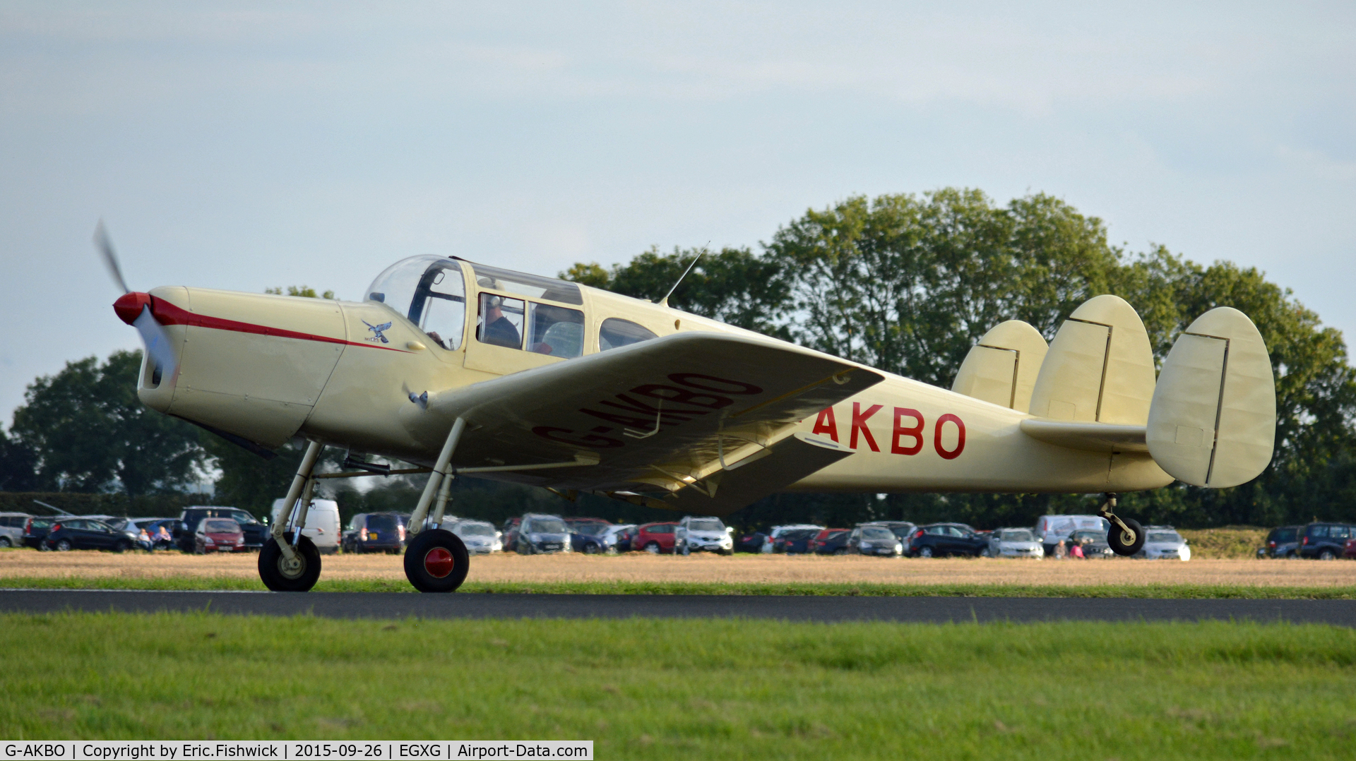 G-AKBO, 1947 Miles M38 Messenger 2A C/N 6378, 43 G-AKBO departing The Yorkshire Air Show, Church Fenton, Sept. 2015.