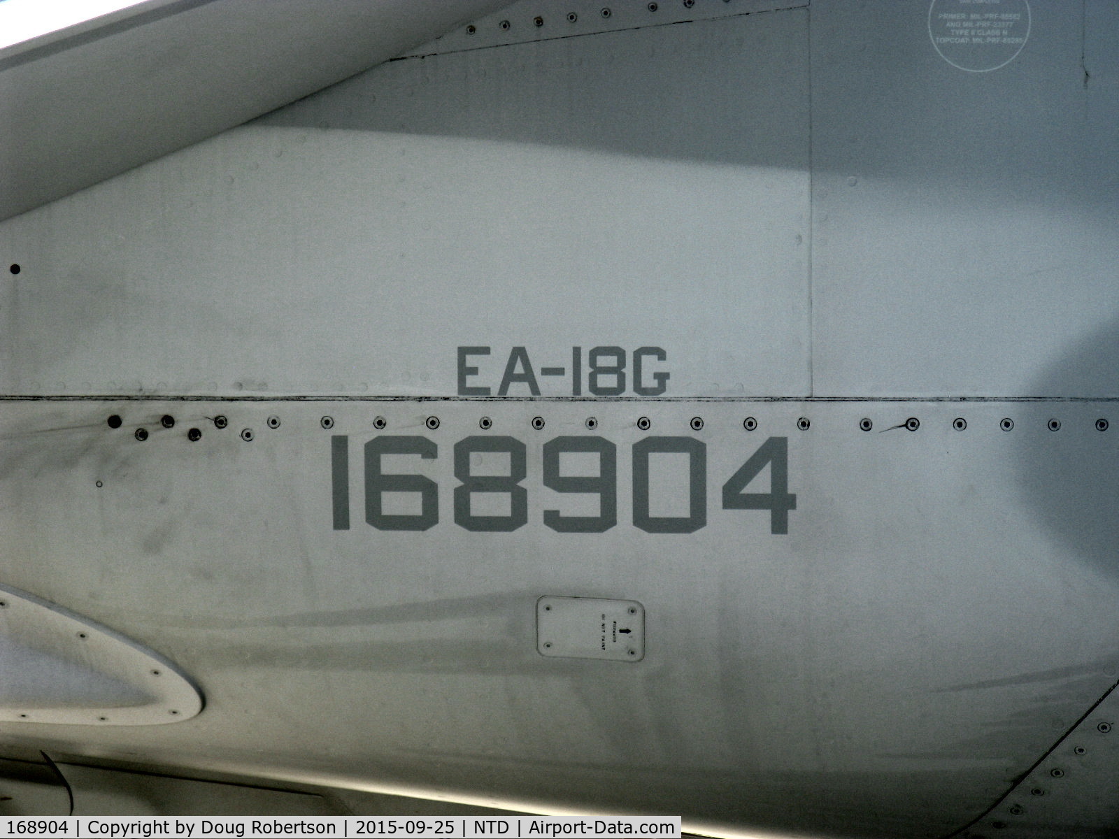 168904, Boeing EA-18G Growler C/N G-102, Boeing EA-18G GROWLER, two General Electric F414-GE-400 Turbofans, 14,000 lb st dry, 22,000 lb st/afterburners, max spd Mach 1.8 1,190 mph, 2 seat Electronic Warfare aircraft replaced 4 seat EA-6B PROWLER, BuNo