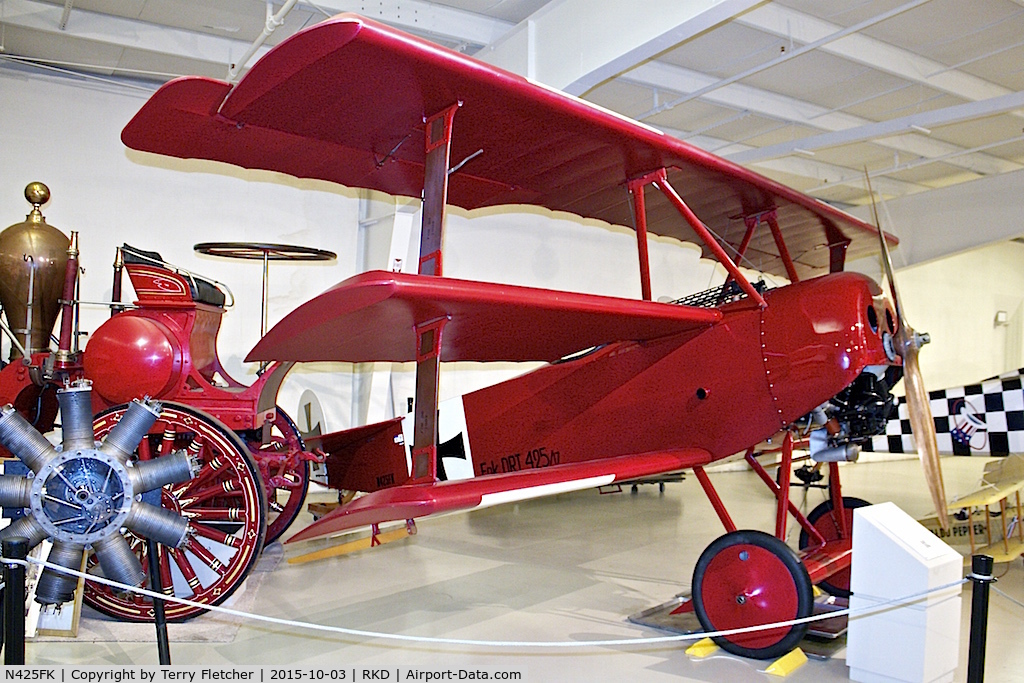 N425FK, 1974 Fokker Dr.1 Triplane Replica C/N 2001, At Owls Head Transportation Museum