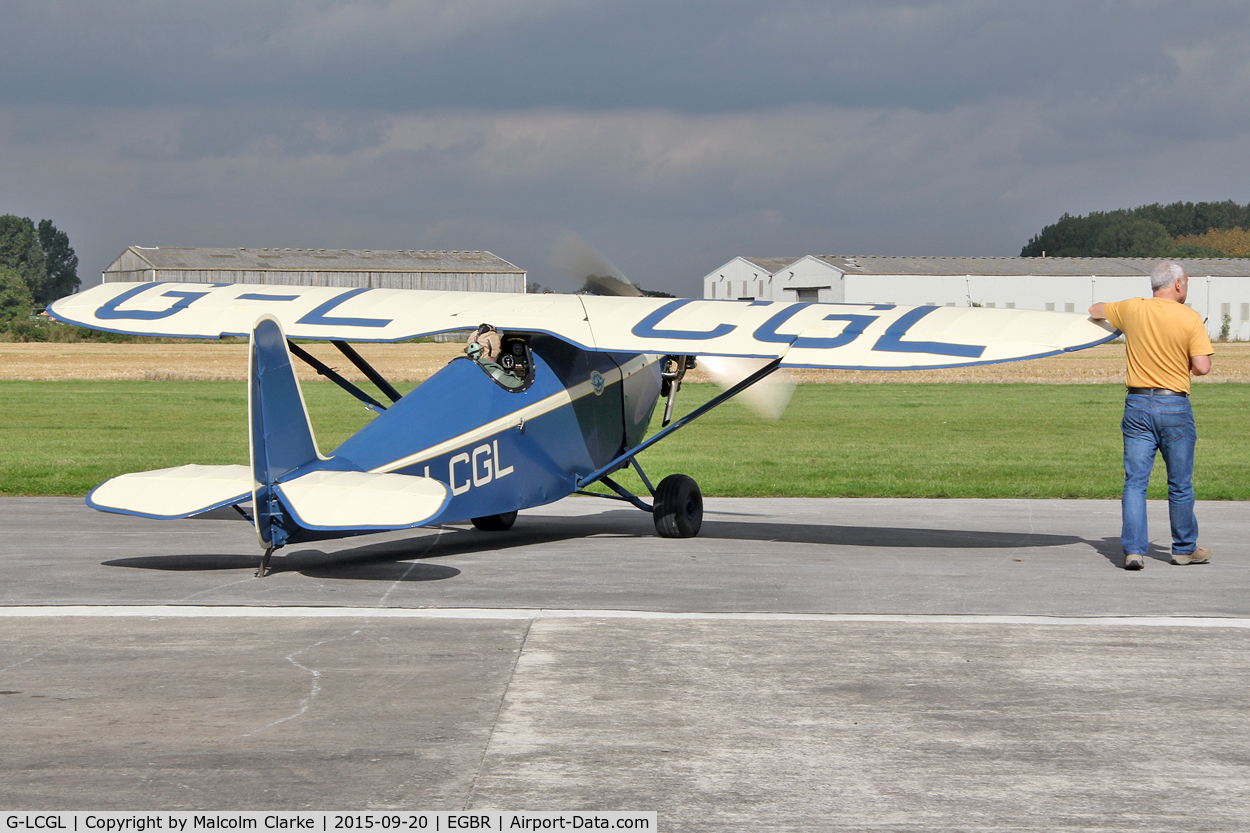 G-LCGL, 1993 Comper CLA7 Swift Replica C/N PFA 103-11089, Comper CLA7 Swift Replica at The Real Aeroplane Club's Helicopter Fly-In, Breighton Airfield, September 20th 2015.