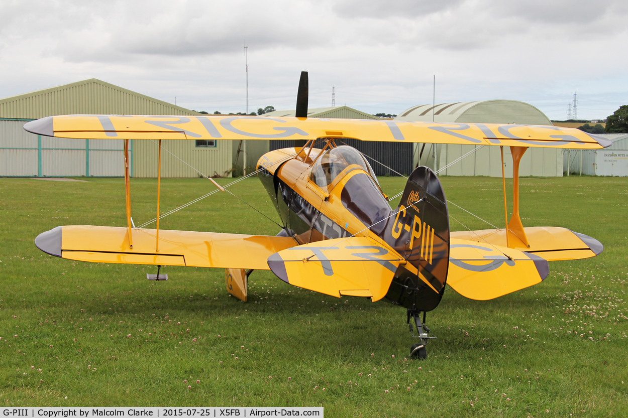 G-PIII, 1981 Pitts S-1D Special C/N PFA 009-10156, Pitts S-1D Special G-PIII of the Trig Aerobatic Team, refueled and awaiting to perform at the 2015 Sunderland Air Show. Fishburn Airfield, July 25th 2015.