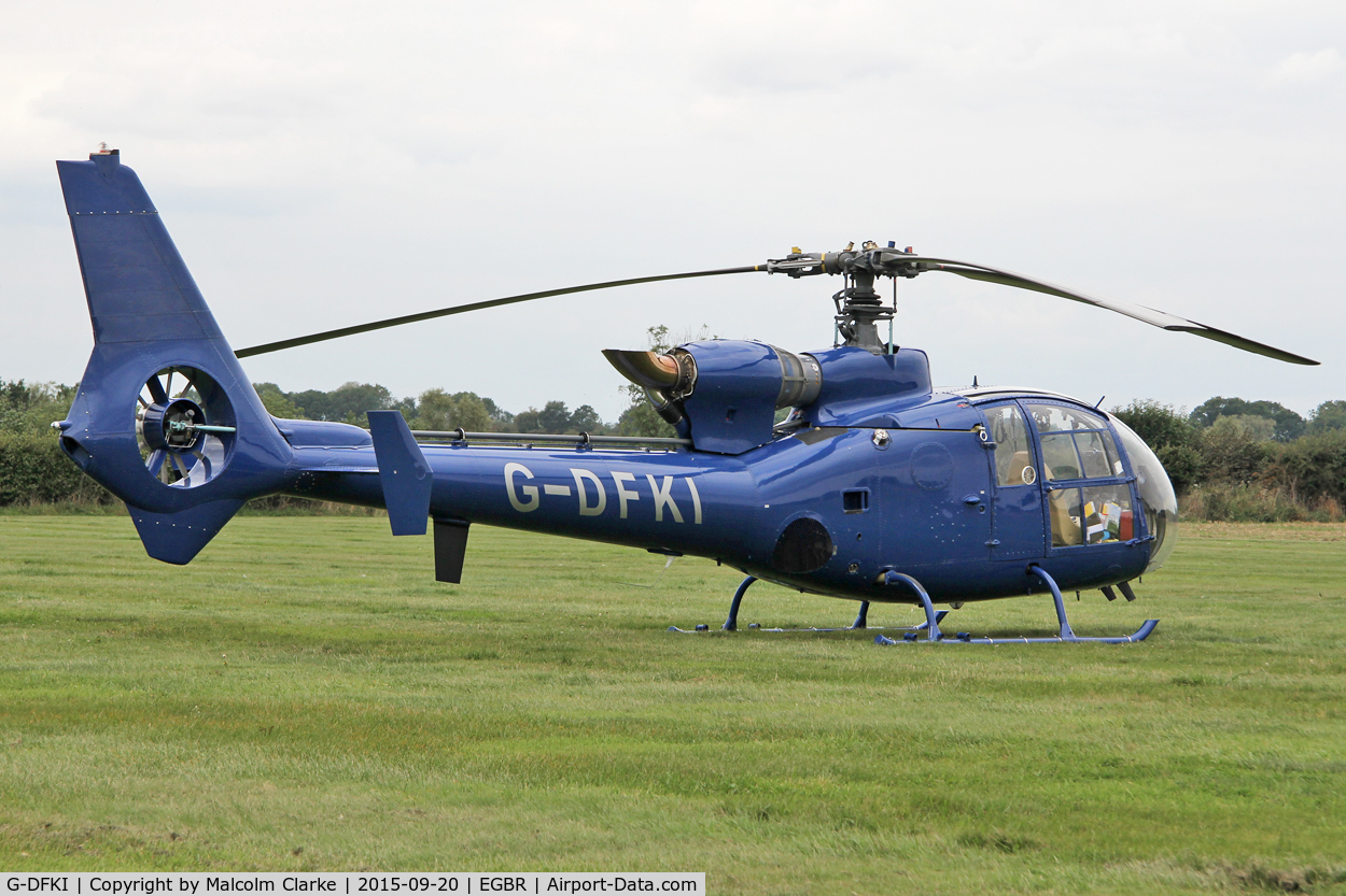 G-DFKI, 1974 Westland SA-341C Gazelle HT2 C/N WA1216, Westland SA-341C Gazelle HT2 at The Real Aeroplane Club's Helicopter Fly-In, Breighton Airfield, September 20th 2015.